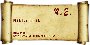 Mikla Erik névjegykártya